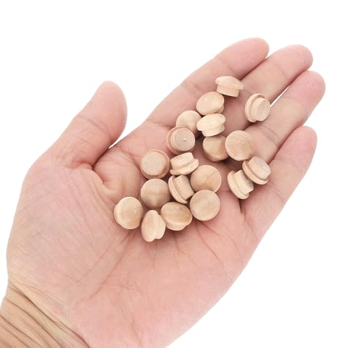 Image of uxcell 36Pcs Wood Button Plugs, 10mm /0.39 inch Hardwood Screw Hole Plug Mushroom Wooden Caps Buttons Wood Plug for Furniture Woodworking Craft Decor (13mm x 10mm)
