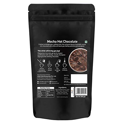 Image of COCOSUTRA Mocha Hot Chocolate Mix | Enjoy hot or cold | 300 g | Vegan & Gluten Free Drinking Chocolate Powder | No Preservatives | Ready in 2 Minutes | Serves 15 Cups