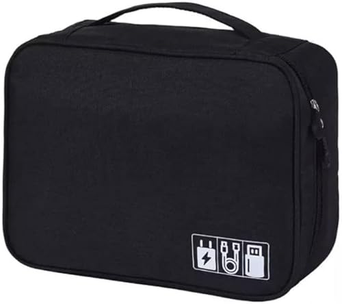Organizador de Cabos Acessórios Eletrônicos Para Viagem Bolsa Portátil Multifuncional (Preto)