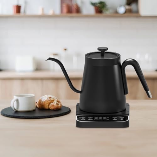 Tetera eléctrica negra de acero inoxidable 1L con control de temperatura miniatura 3