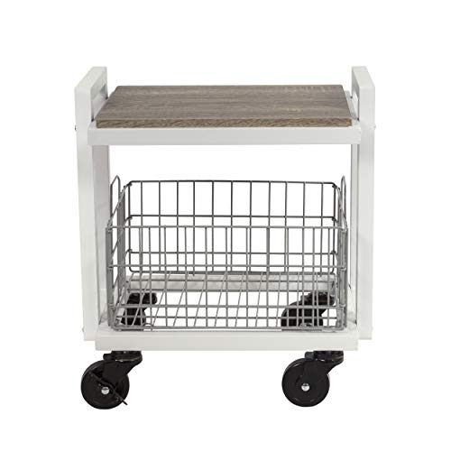 Atlantic Cart System 2 Tier Cart - Narrow Mobile Storage, Interchange Shelves And Baskets, Powder-Coated Steel Frame Pn23350326 In White Twister- 2 Tier/White #TOP2