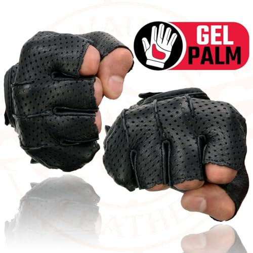 Milwaukee Leather SH877 Men's Fingerless USA Deerskin Black Perforated Leather Motorcycle Gloves w/Gel Palm - 3X-Large by Milwaukee Leather - Used condition - Image 6