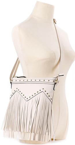 Image of B BRENTANO Vegan Fringed Crossbody Bag with Studs