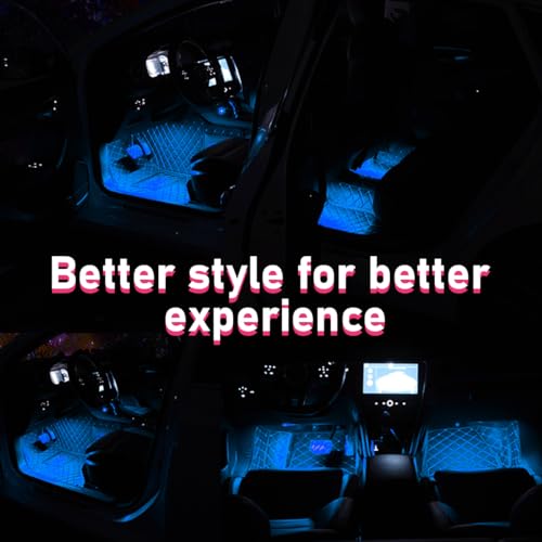 Sylvil Car LED Strip Light, 24 LEDs RGB Neon Interior Atmosphere Lights, 12V Under Dash Ambient Night Light, USB Port Auto Interior Decorative Lamp, Universal Car Accessories (Ice Blue)