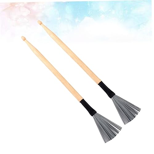 2 piezas de baquetas para batería con cepillo de alambre de acero, para principiantes y jazz miniatura 5