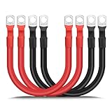 Amfuujoy 4PCS 4 AWG 12Inch Battery Cables, 30CM 4 Gauge 25mm² Pure Copper Battery Inverter Wire Cables with 3/8