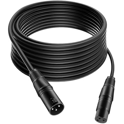 Queen+favor DMX Stage Lighting Cable for Recording Studios, Microphone Mixers, DJ LED Lights, 3-Pin Balanced Shielded DMX Male to Female (XLR Compliant) Cover
