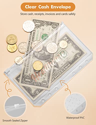 Image of A6 Budget Binder for Money Saving, PU Leather Budget Planner with 8 Cash Envelopes, Budget Sheets & Rose Gold Category Stickers, Money Organizer for Cash (Brown Leopard)