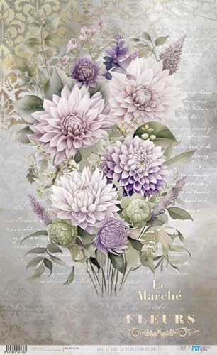 Papers For You Papel de Arroz 54x33 cm 25-30 gr. (La Vie En Fleurs Dahlias IV)