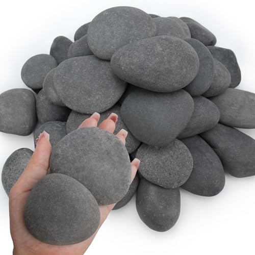 NUPICK 6lb Mexican Beach Pebbles, 2-3" Black River Rocks for