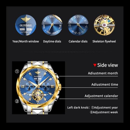 Image of OLEVS Men Automatic Watch Diamond Skeleton Mechanical Original Luxury Self Winding Wrist Watch for Men