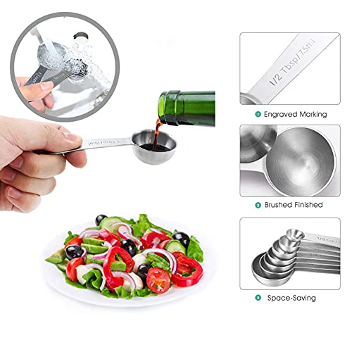 ZEACCT 6 Stuks roestvrijstalen maatlepels Set, Maatlepelset measuring cups RVS Maatlepels Stapelbare Theelepels En Eetlepels Voor Droge Vloeistof Maatlepelset Meten Lepel - Image 5