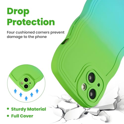 Coque iPhone 15 néon dégradé vert bleu antichoc - 5