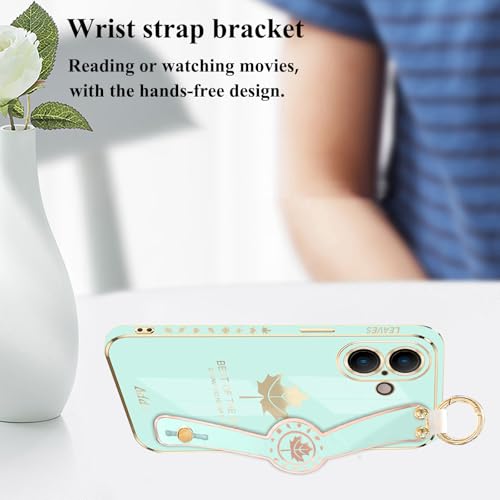 Coque iPhone 16 verte avec dragonne pour un quotidien actif et stylé