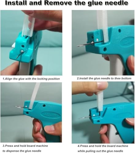 Nähpistole für Kleidung, Etikettierpistole für Kleidung, mit 2 feinen Nadeln, 1000 schwarzen und weißen Befestigungselementen, Schnellnähpistole, Etikettierpistole für Kleidung