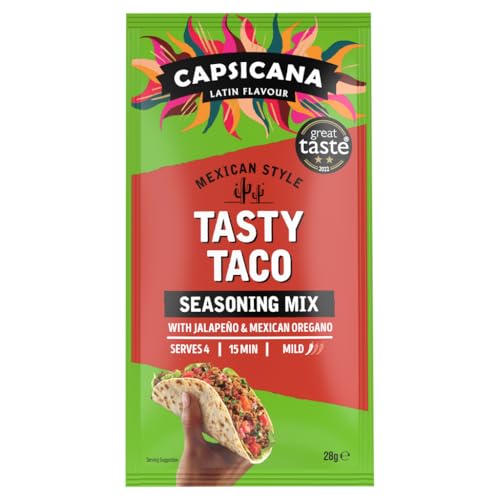 Capsicana Mexican Taco Seasoning Mix 28g | Mild Spice | Serves 4 | Authentic Latin Flavour With Jalapeno & Mexican Oregano