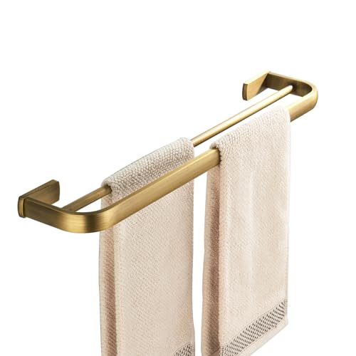 Flybath Barre Porte-Serviette Double Laiton Salle de Bain Support de Serviette Mural, 57 cm / 22,44 Pouces, Bronze Brossé