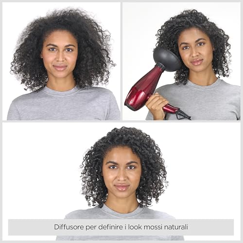 BaByliss Asciugacapelli Made In Italy con Motore Digitale 2200W, Phon Capelli, asciugatura ultra-rapida, funzione ionica,3 temperature, 4 velocità, tasto turbo, diffusore, concentratori, rosso, 6001DE - Immagine 1