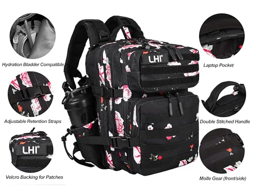 Image of LHI Tactical Military Backpack for Men and Women 25L /35L Army Assault Pack Bag Small Rucksack with Bottle Holder