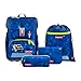 Step by Step Schulranzen-Set Cloud „Police Truck Charly“ 5-teilig, blau, Polizei-Design, ergonomischer Tornister mit Reflektoren, höhenverstellbar mit Hüftgurt für Jungen ab der 1. Klasse, 19L