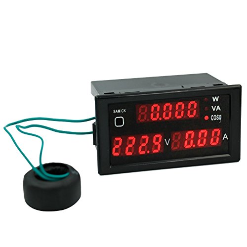 Image of xcluma Multi functional AC 80V to 300V LED voltmeter ammeter with active and apparent power and power factor 5 in 1 Single Phase