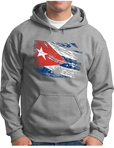 Sweat-shirt à capuche vintage Cuba gris XL pour homme adepte du style rétro havanais
