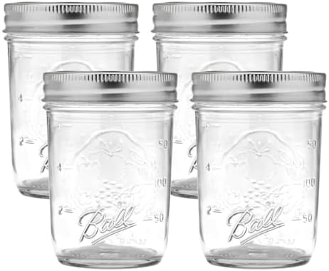 Ball Regular Mouth Glass Mason Jars with Lids and Bands, Used for...