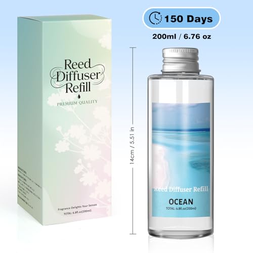 SCENTORINI Reed Diffuser Oil Refill, Ocean Diffuser Oil 6.76 Fl Oz, Natural Scented Essential Oil Refill Long Lasting Home Fragrance for Room Spa Aromatherapy Bathroom Home Decor - Image 4