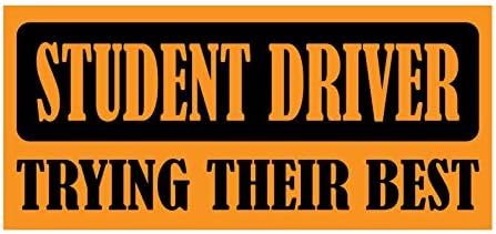 Trying Their Best Student Driver Bumper Magnet by DCM Solutions (Orange, 9.25" W x 4.25" H)
