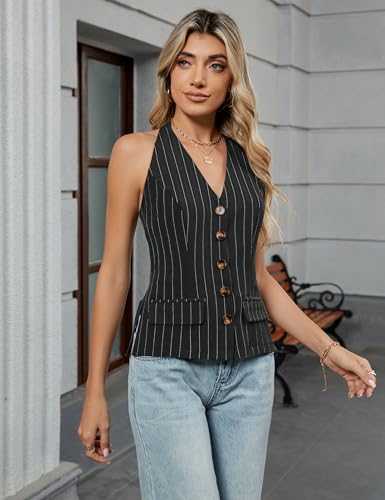 Blooming Jelly Womens Vest Tops V Neck Button Down Sleeveless Trendy Summer Tank Tops Dressy Ladies Business Casual Outfits3