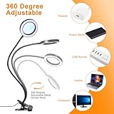 20X/10X Dual-lens Magnifying Glass with Light and Timer, Combination Lens Magnifier with Light, 3 Color Modes, 2 in 1 Magnifying Desk Lamp for Craft Hobby Painting Sewing Close Work(No Adapter) - Image 6