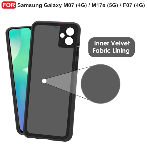 Image of CEDO Back Cover for Samsung Galaxy M07 (4G) / M17e (5G) / F07 (4G) | Camera Bump Protection & Inner Velvet Fabric Lining | Ultra Slim Matte Soft Rubberised Case Cover (Black)