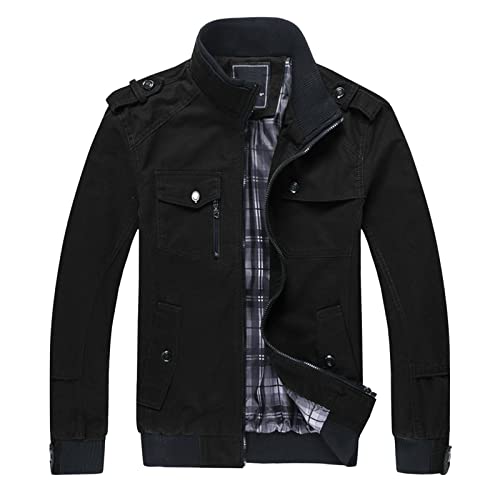 Veste d'hiver pour homme contre le froid en coton noir XXXL zippée