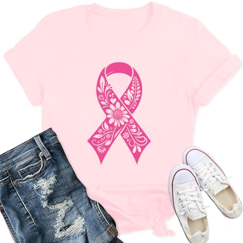 T-shirt cancer du sein floral idéal pour Octobre Rose