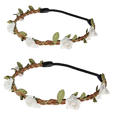 Daisyu Baby and Mom Flower Crown Headband Parent-Child Hair Band Floral Baby Crown (White)