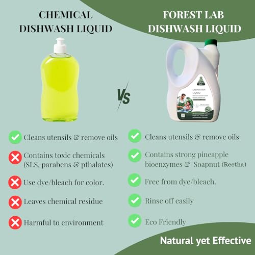 Image of Forest lab Natural & Organic Dishwash Liquid | 5 Litre | Leaves no residue | Non Toxic | Eco-Friendly | Baby & Pet-Safe | Skin-Safe | Bioenzyme | Soapnut | Essential oil (5 Litre)