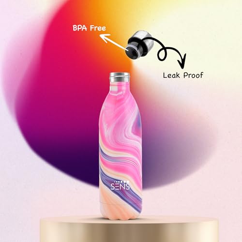 Image of SENS Hydra Pearl Stainless Steel 1000ml Bottle Hot or Cold up to 24 Hours | Leak Proof, BPA Free, Eco-Friendly | Travel | Office | Home | Cosmic