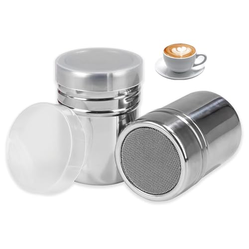 2 Stück Puderzuckerstreuer,Mehlstreuer,Streuer Cappuccino Kaffee,für...