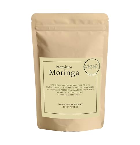 Cápsulas de moringa pura de alta resistencia, 4000 mcg por porción, hechas con polvo real de moringa oleifera sin extractos, 120 cápsulas veganas cuidadosamente elaboradas