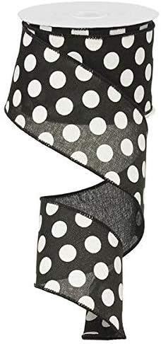 EXPRESSIONS Polka Dot Wired Edge Ribbon (2.5", Black White) - 10 Yards : RG158802