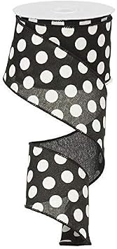 Ex=pressions Polka Dot Wired Edge Ribbon 2.5", Black White - 10 Yards RG158802