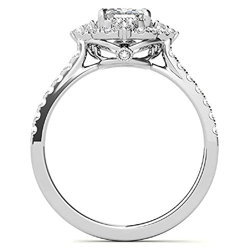 3.9 CT Emerald Cut Colorless Moissanite Engagement Ring Wedding Band Gold Silver Eternity Solitaire Ring Halo Ring Vintage Antique Anniversary Promise Gift Her, Designer Bridal Ring4