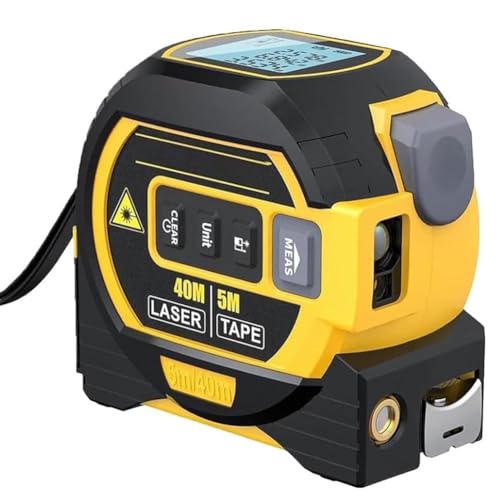 Telemetro Laser 3 in 1, Metro a Nastro Laser Digitale, con Display LCD, Metro a Nastro da 5 M, Portata Laser 40/60 M, Mirino Laser, per Decorazione di Interni, Misurazione della Casa
