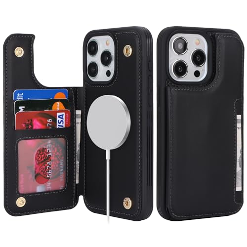 SailorTech iPhone 14 pro max Phone Case with Card Holder,iPhone 14 Pro max Wallet Case for Women Men with MagSafe PU Leather Protective Wallet for iPhone14Promax (Black)