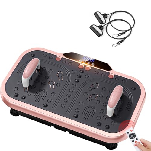 New Upgrade Vibration Plate Exercise Machine Vibration Platform for Body Shaping Fat Burning Home Fitness Equipment with LED Touch Screen Bluetooth Pull Cord and Push-up Grips