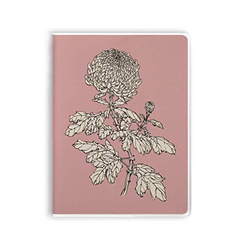 Carnet de notes motif chrysanthème noir et blanc à couverture souple
