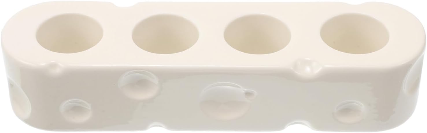 Ceramic Toothbrush Holder with Toothpaste Holder and Four Holes Toothbrush Stand White Bathroom Countertop Organizer
