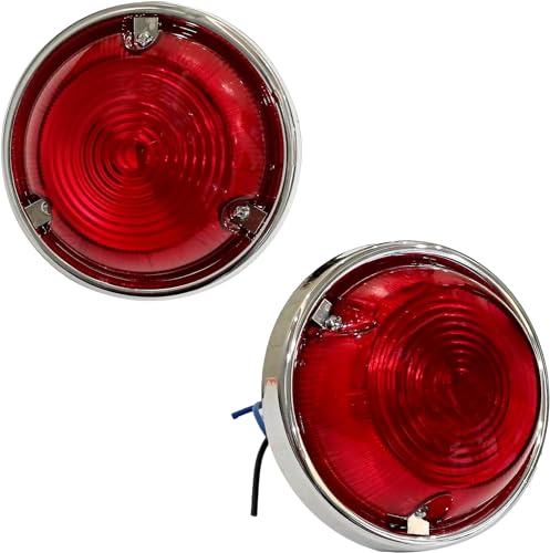 Feux arrière ronds vintage 12V chromés pour remorque et camion x2