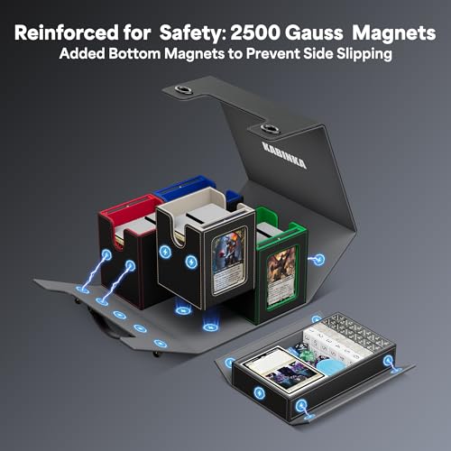 Image of Kabinka Commander Deck Box for MTG with Handle, Multi Deck Case with Large Dice Tray Fits 400+ Double-Sleeved Cards, 5 IN 1 TCG Card Storage Box with Commander Display, 35PT Card Holders (Colorful)