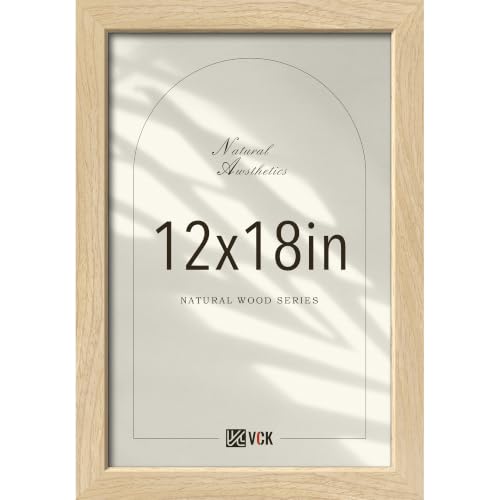 VCK 12x18 Picture Frame 1 Pack, Natural Solid Wood, Wall Hanging